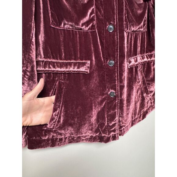 LOFT Velvet Utility Jacket in Rich Burgundy - Picture 4 of 12